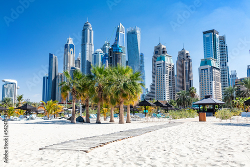 Dubai jumeirah beach with marina skyscrapers in UAE © Photocreo Bednarek