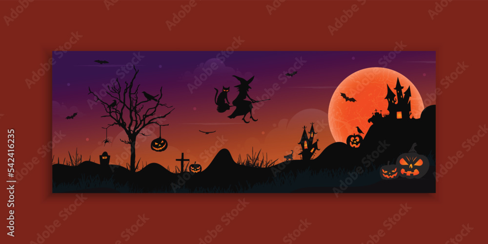 Halloween background web banner cover template