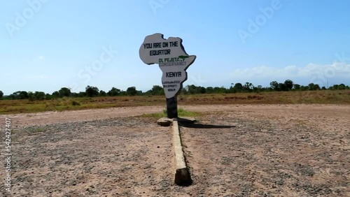 African continent shape Equator sign on sunny day in Ol Pejeta Conservancy, Kenya photo