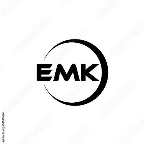EMK letter logo design with white background in illustrator, cube logo, vector logo, modern alphabet font overlap style. calligraphy designs for logo, Poster, Invitation, etc.