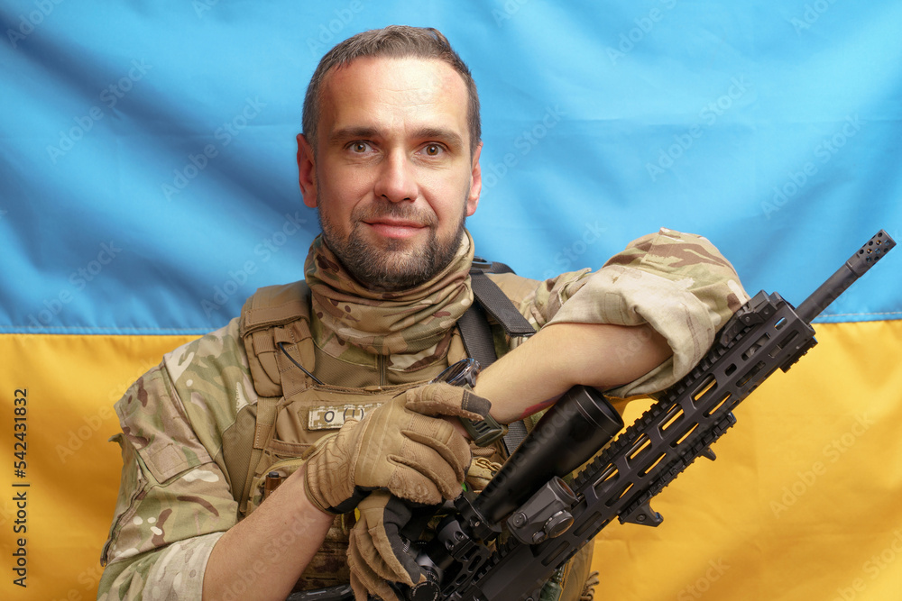 Brave Ukrainian Army Man With Weapon. Soldier Of Ukrainian Army ...