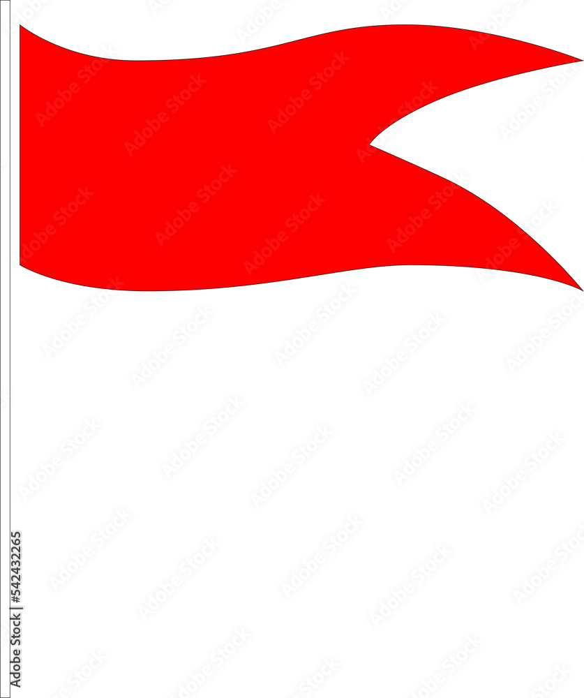 Red waving flag. Isolated design element.