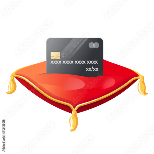 Illustration Bank card on a red pillow