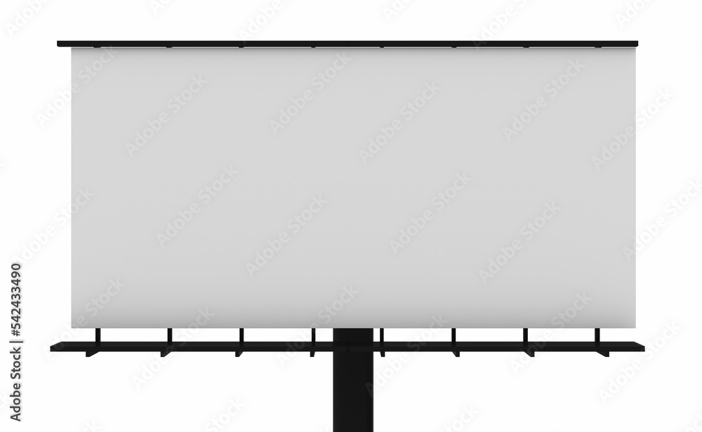 Obraz premium 3D rendering of blank billboard empty advertisement isolated on white. Empty mockup template. Blank billboard mockup.