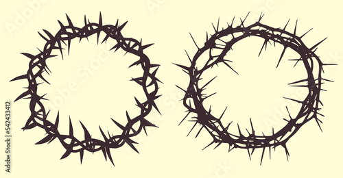 Silhouettes of two wreaths of thorns