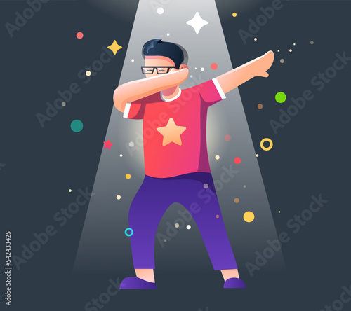 The guy makes a dance gesture Dab. Illustration Dab