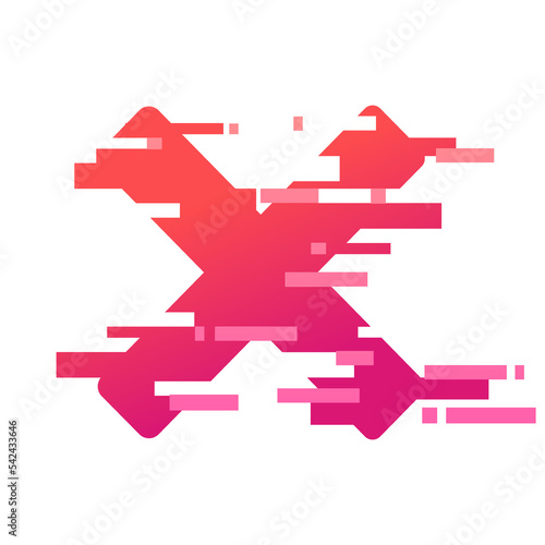 Red distorted cross. Cancellation, refusal