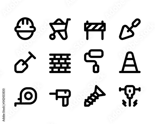 Simple Set of Construction Related Vector Line Icons. Building or engineering symbols isolated on white background. Vector EPS 10