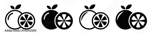 Orange fruit icon. Mandarin orange icon, vector illustration