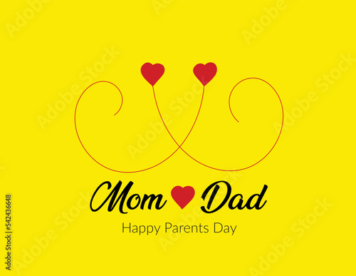 Happy parents day with lovely heart t-shirt design and card design