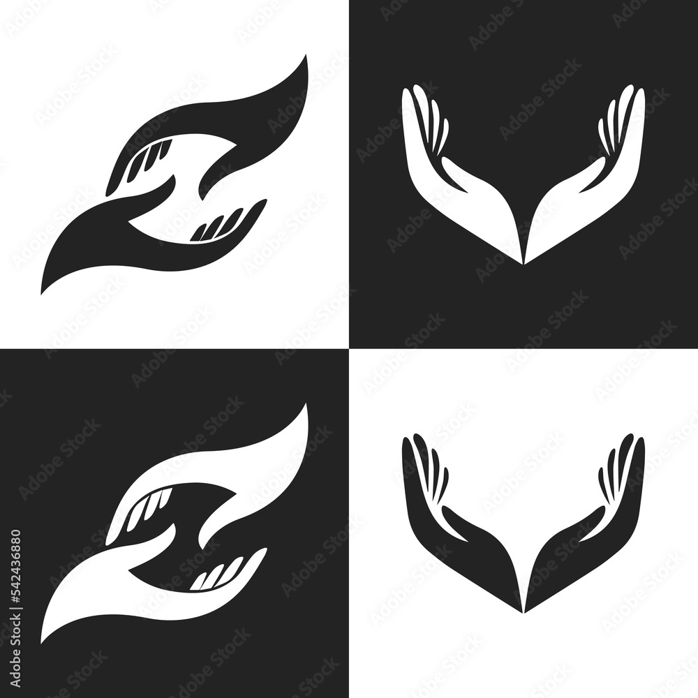 Naklejka premium Collection of handshake sillhouette vector. Pack of outline hand vector