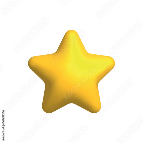 Vector 3d style rounded simple star icon isolated on white background
