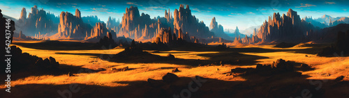 Artistic concept painting of a autumn panoramic landscape, background illustration