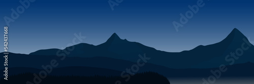 mountain and pine tree forest silhouette