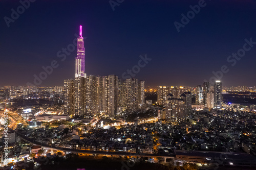 image aerial view of Landmark 81 is a super-tall skyscraper currently under construction in Ho Chi Minh City  Vietnam. It is the tallest building in Vietnam