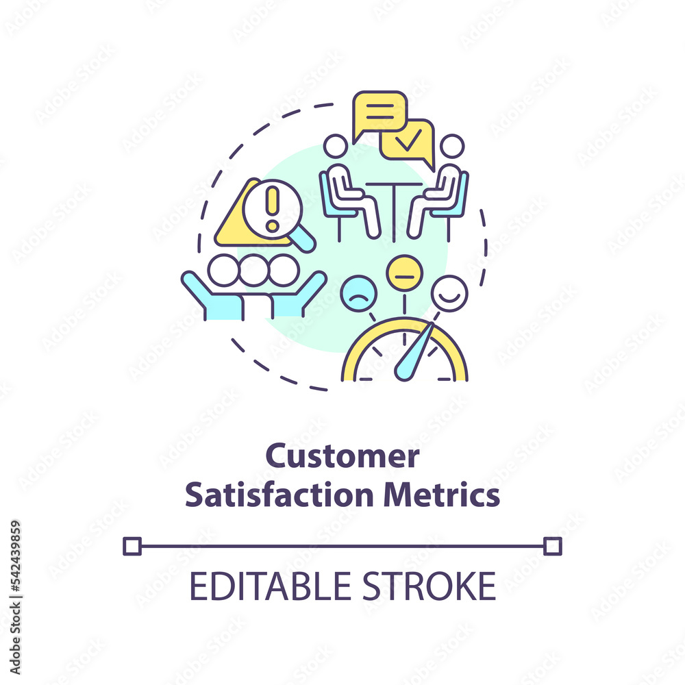 Customer satisfaction metrics concept icon. Find client feedbacks. Company reputation abstract idea thin line illustration. Isolated outline drawing. Editable stroke. Arial, Myriad Pro-Bold fonts used