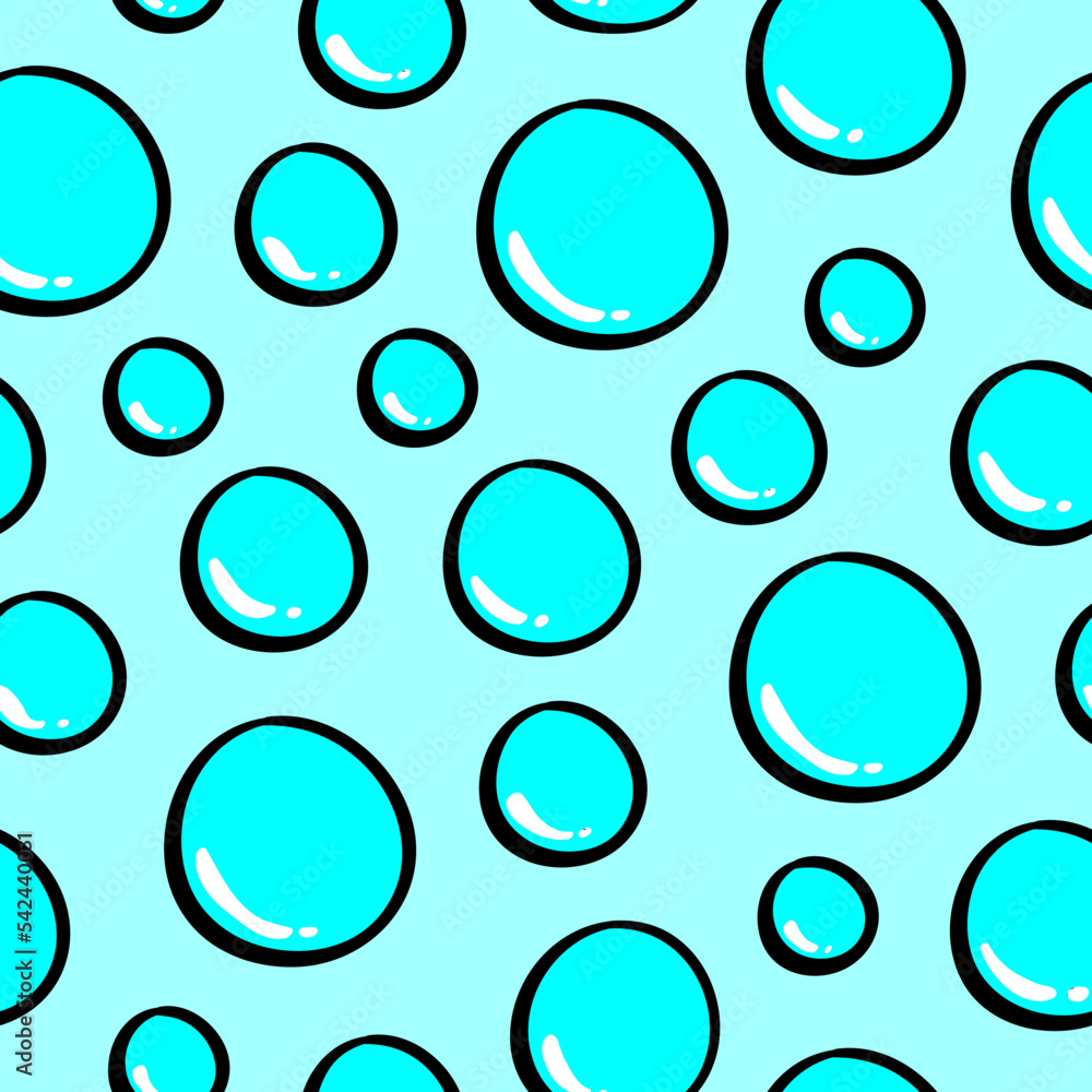 hand drawn water bubble seamless pattern