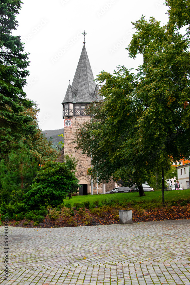 Corpus Christi Church, Szklarska Poreba, Poland. View from the park