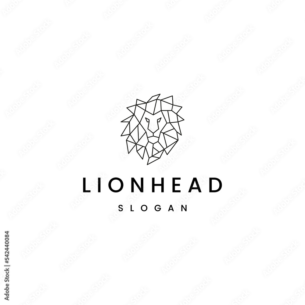Lion head geometric line art logo design template
