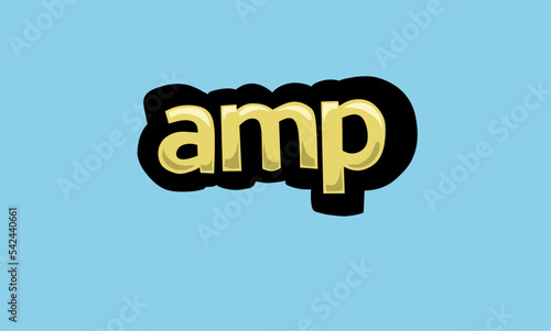 AMP writing vector design on a blue background