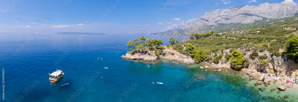 Aerial view of Jagiellonian Beach beach in Podgora, Dalmatia, Croatia