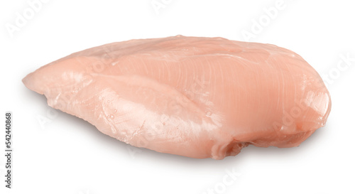 raw uncooked chicken breast fillet against white