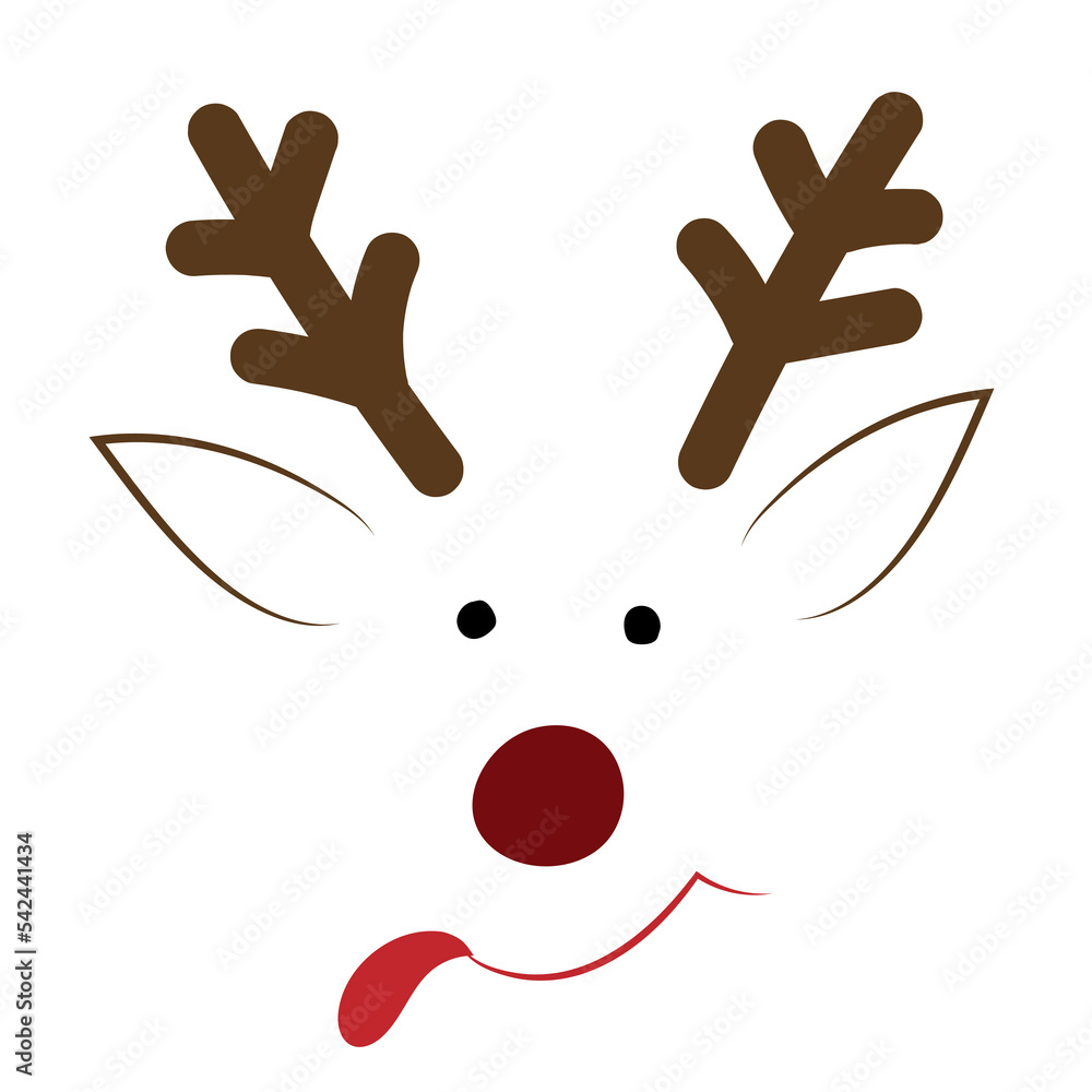 deer faces with nose, horns, tongue and round eyes on white. Christmas or New Year card deer faces with nose, horns, tongue and round eyes on white. Christmas or New Year card