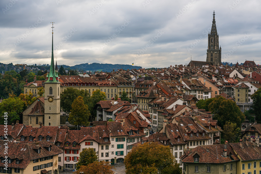 Bern - panoramic view of old autumn town, Switzerland
