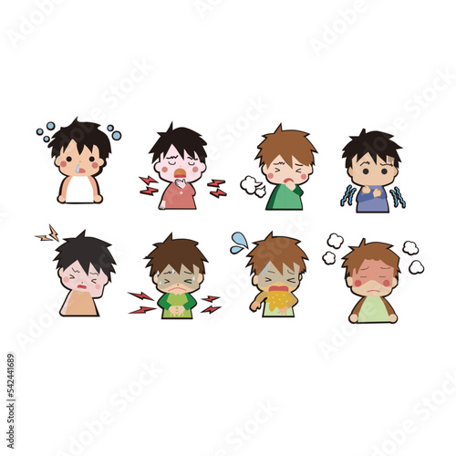 悩みやショックを抱えた子供のイラストです