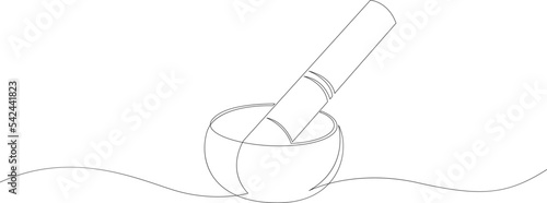 Continuous line drawing of singing bowl. Vector illustration.