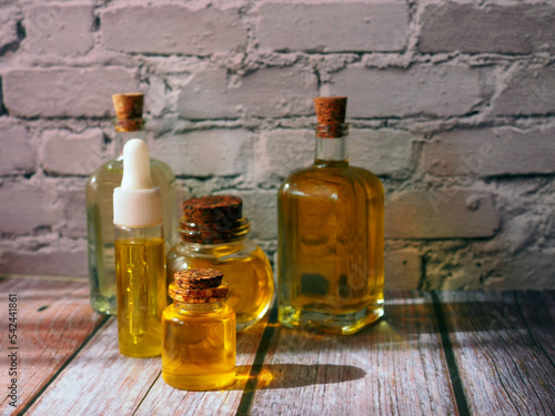 Fototapeta Naklejka Na Ścianę i Meble -  Set of different essential or cosmetics oils