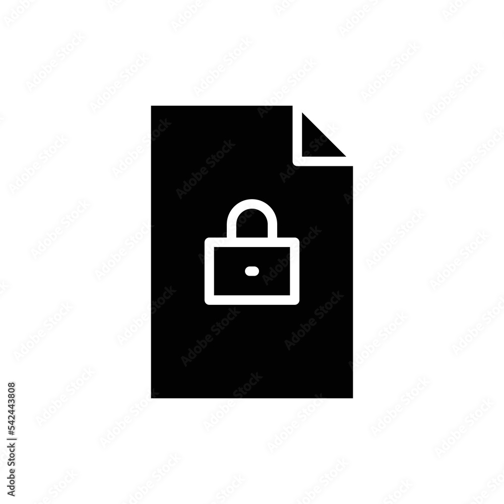 Paper document glyph icon illustration with padlock. icon related to document lock, file lock. Simple vector design editable. Pixel perfect at 32 x 32 Paper document glyph icon illustration with padlock. icon related to document lock, file lock. Simple vector design editable. Pixel perfect at 32 x 32