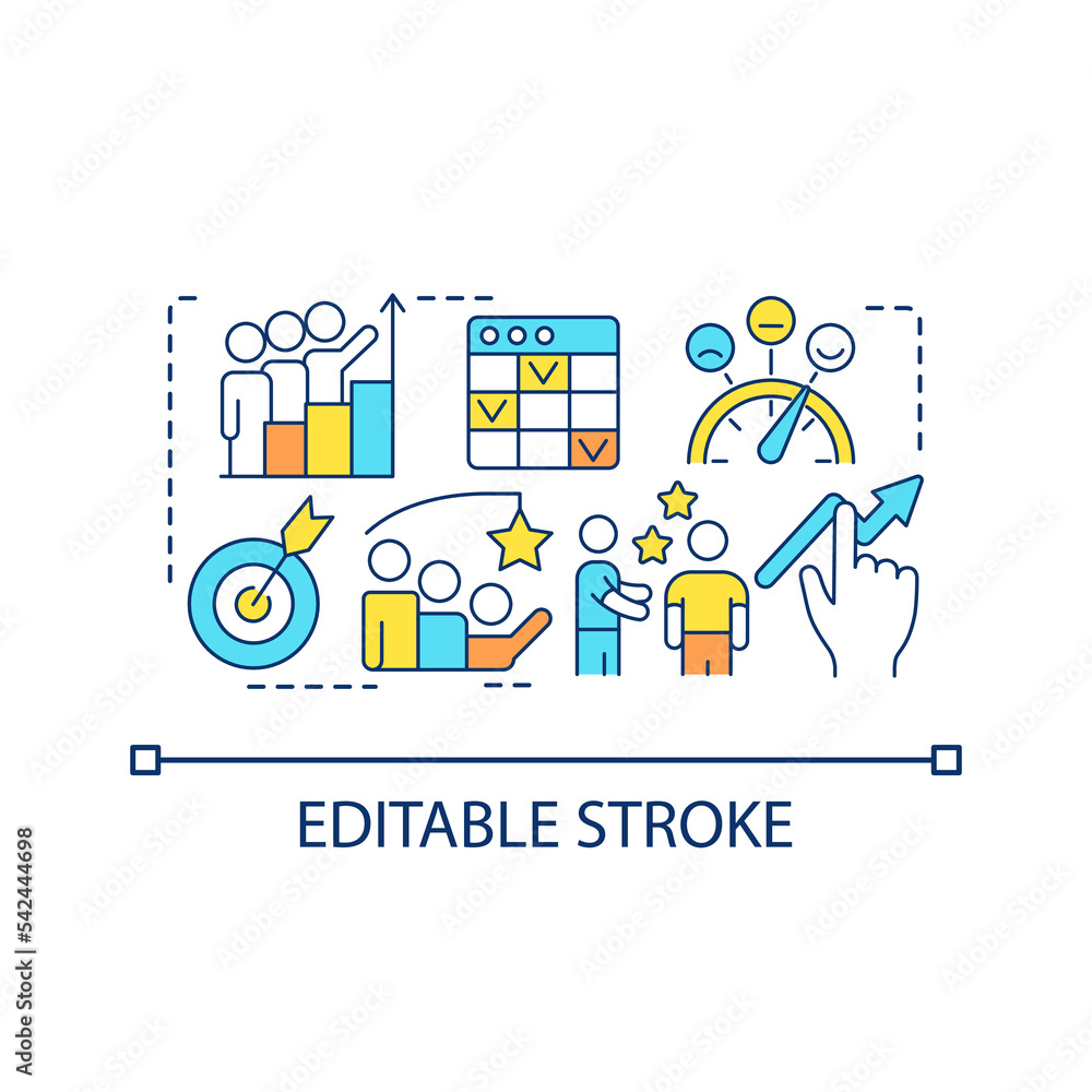 Human resources management concept icon. Motivate workers. Employee engagement. Boost workforce growth abstract idea thin line illustration. Isolated outline drawing. Editable stroke. Arial font used Human resources management concept icon. Motivate workers. Employee engagement. Boost workforce growth abstract idea thin line illustration. Isolated outline drawing. Editable stroke. Arial font used