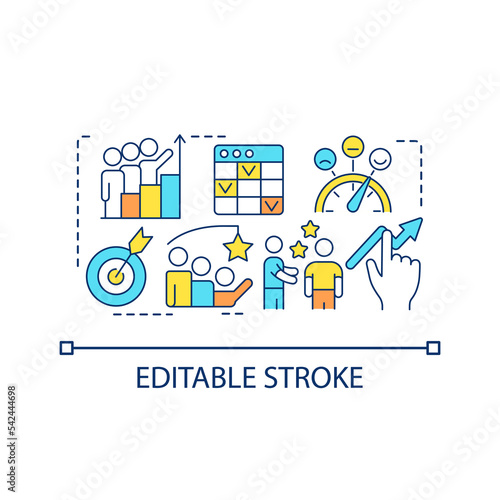 Human resources management concept icon. Motivate workers. Employee engagement. Boost workforce growth abstract idea thin line illustration. Isolated outline drawing. Editable stroke. Arial font used