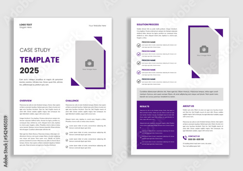 Business case study flyer template or corporate project paper layout with a unique concept. Modern and minimal case study cover, research report, case history