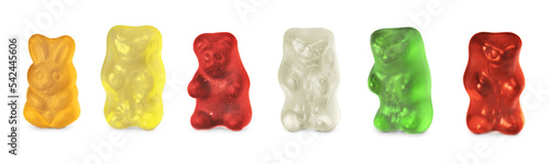 Childhood and jelly bears candies isolated on white background