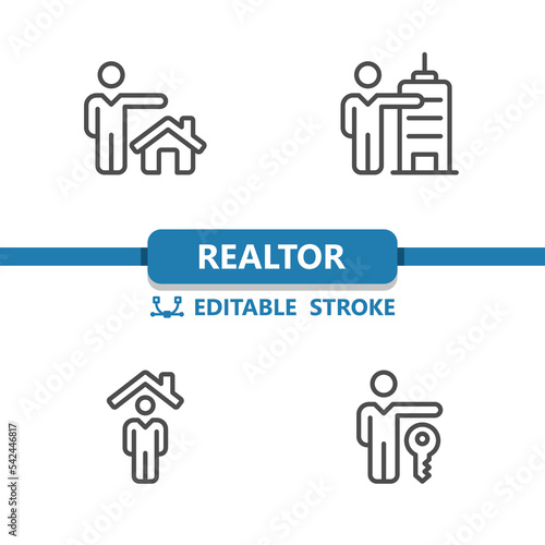 Realtor Icons. Real Estate Agent, Home Owner, House Icon