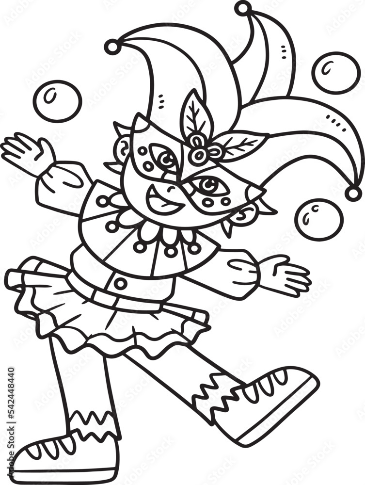 Mardi Gras Jester Boy Isolated Coloring Page Mardi Gras Jester Boy Isolated Coloring Page