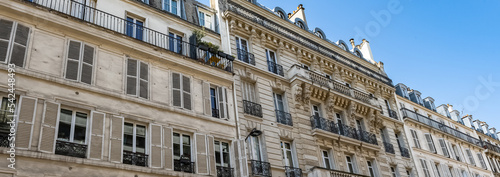 Paris, luxury parisian facade in the 6e arrondissement, a chic district in the center 
