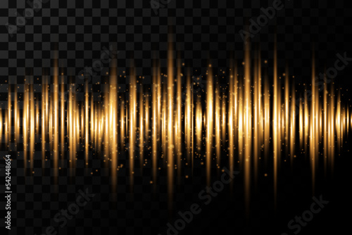Laser beams, horizontal light lines. Beautiful light flashes dust. Glowing stripes of dust on a dark background. Bright abstract sparkling background with lining.
