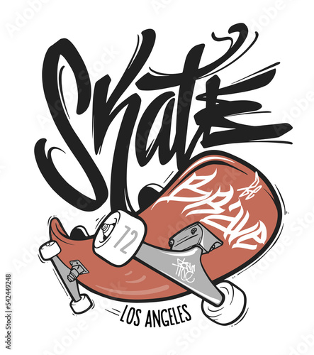 Skate board typography, t-shirt graphics, vectors design.