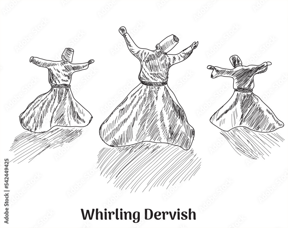 Obraz premium whirling dervish, Semazen, sufi, sufism, sufi dance, sufi whirling, dervis, mevlana, ramadan, ramadan kareem, ramazan, islamic, muslim, dervishes