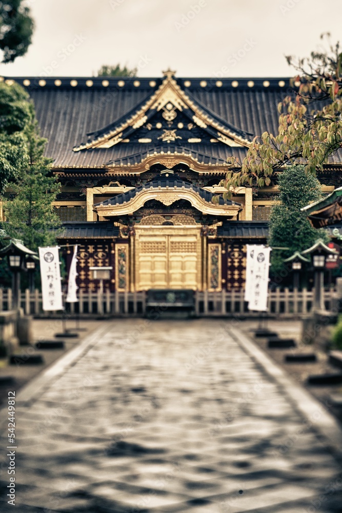 Vertical shot of a Japanese temple entrance Vertical shot of a Japanese temple entrance