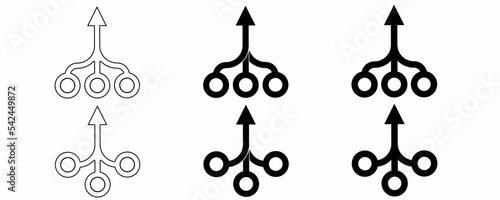 consolidation icon set isolated on white background.merged Arrow icon vector