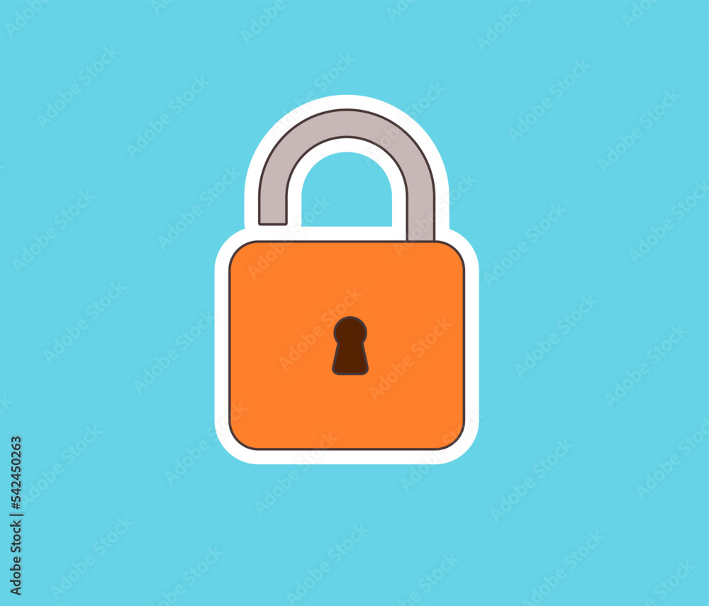 padlock protection sticker design isolated padlock protection sticker design isolated