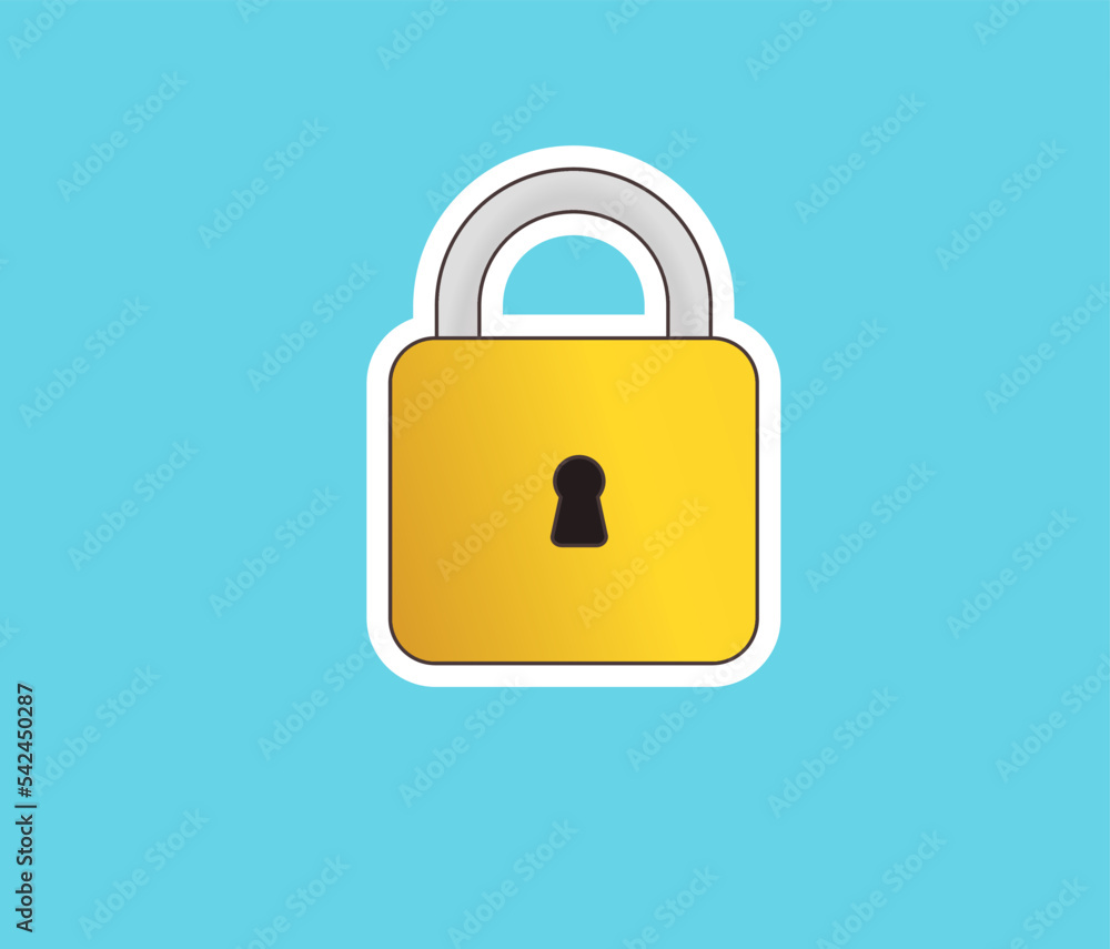 padlock pasword sticker design isolated padlock pasword sticker design isolated