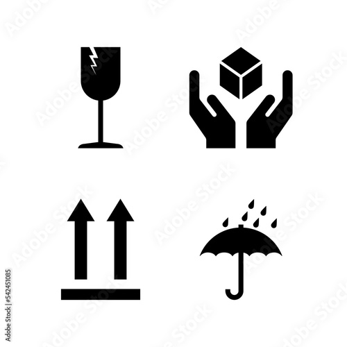 Fragile symbols set packaging mark icons isolated PNG