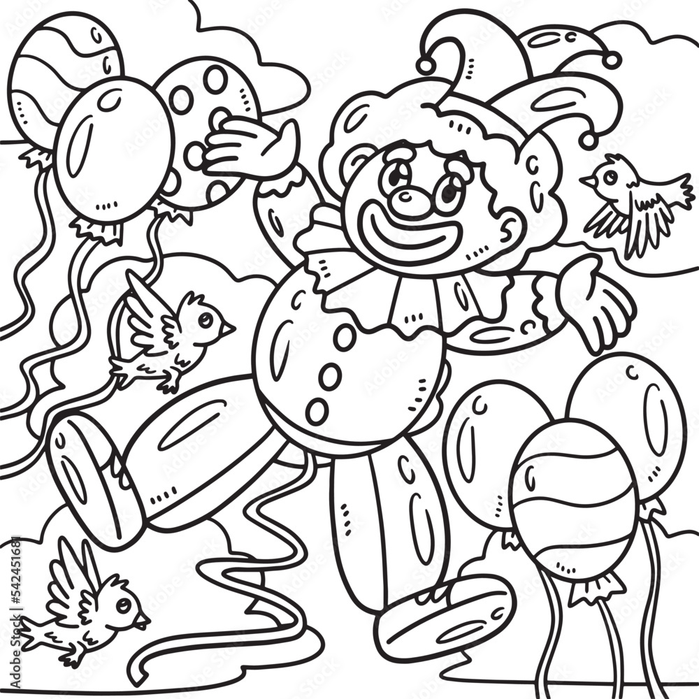 Mardi Gras Clown Balloon Coloring Page for Kids