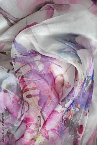 Wallpaper Mural Transparent silk fabric background.  Texture of satin wave shape design.  Colorful silky textile material with elegant abstract clothing detail. Torontodigital.ca