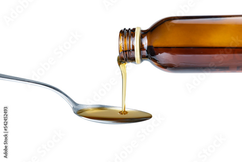 Pouring syrup medicine to spoon